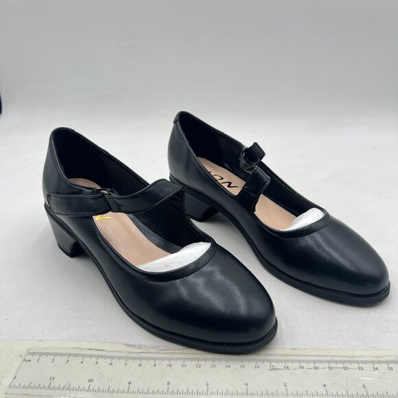 YDN Black Retro Round Toe Low Heel Mary Janes Pump Slip On Shoes with Strappy - Picture 4 of 8